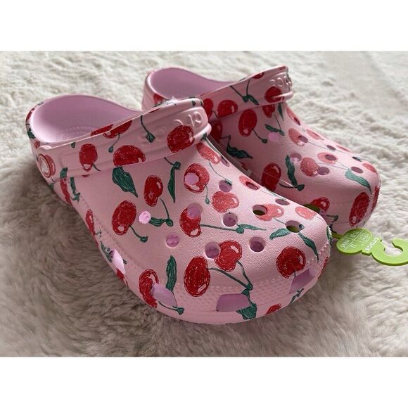 Crocs Classic Fresh Fruits Cherry Cherries Pink Clog 211008-6ZW Women’s Sz 7 NEW - Picture 5 of 11